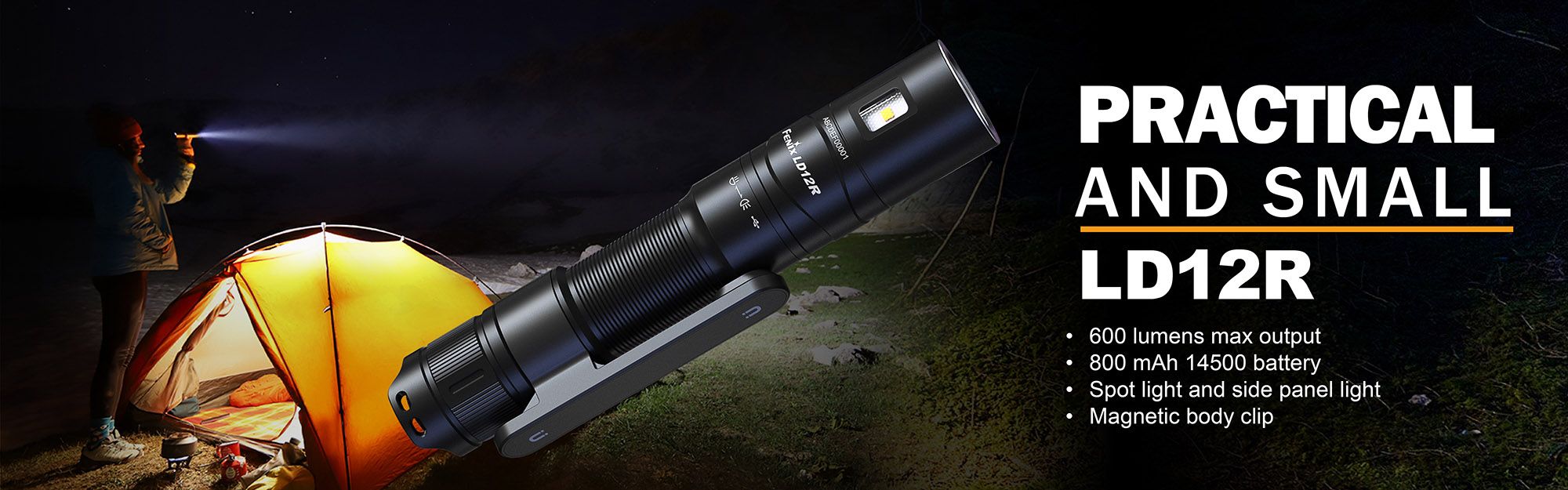 Torche FENIX Led 78mm 160 Lumens noire - E.12V2.0